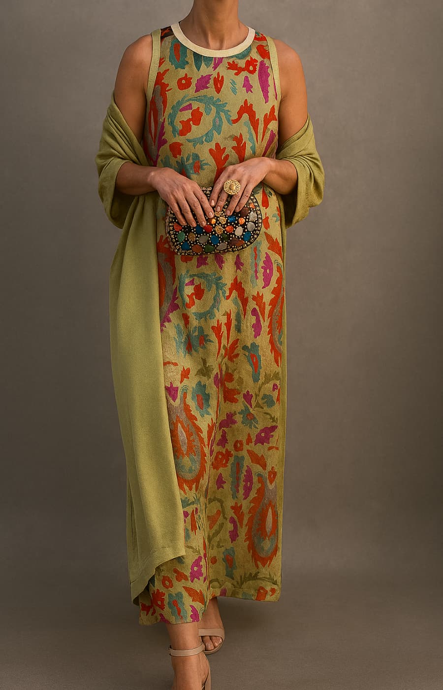 RAFFAELLA | Sophisticated Long Dress with Matching Stole and Elegant Silhouette for Special Occasions