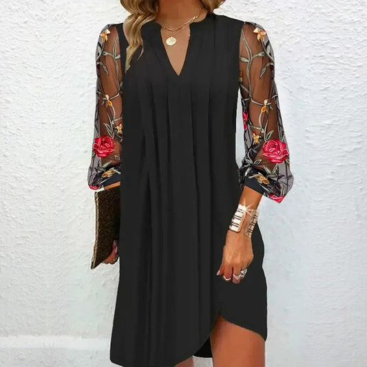Renata – Elegant Dress with Embroidered Sleeves