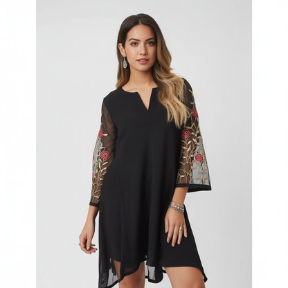 Renata – Elegant Dress with Embroidered Sleeves