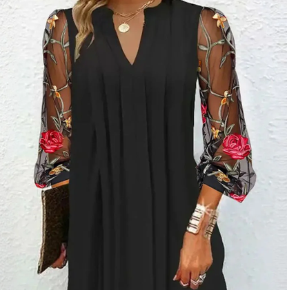 Renata – Elegant Dress with Embroidered Sleeves